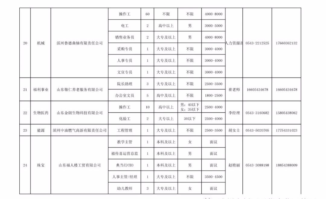 滨州最新信息招聘概览